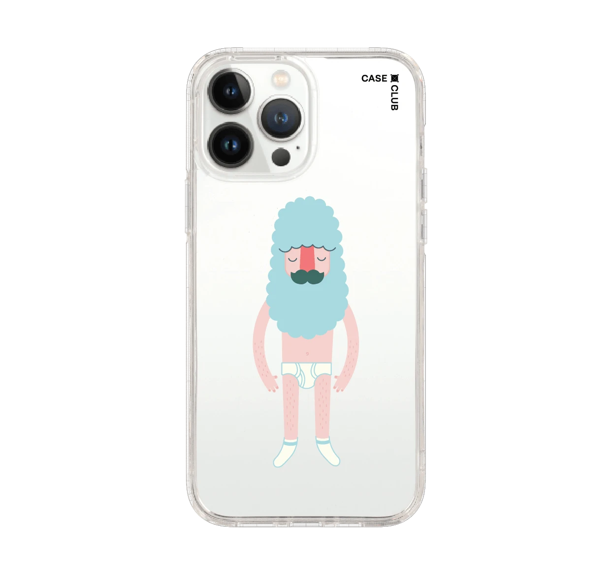 iphone 12/ 13 pro max clear case moustache man
